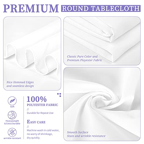 10 Pack White Round Tablecloth 90 Inch Washable Polyester Tablecloths for Round Tables Stain Resistant and Wrinkle Table Cloth Decorative Fabric Table Cover for Dining Wedding Party Banquet Buffet