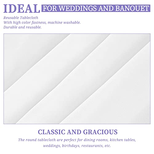 10 Pack White Round Tablecloth 90 Inch Washable Polyester Tablecloths for Round Tables Stain Resistant and Wrinkle Table Cloth Decorative Fabric Table Cover for Dining Wedding Party Banquet Buffet