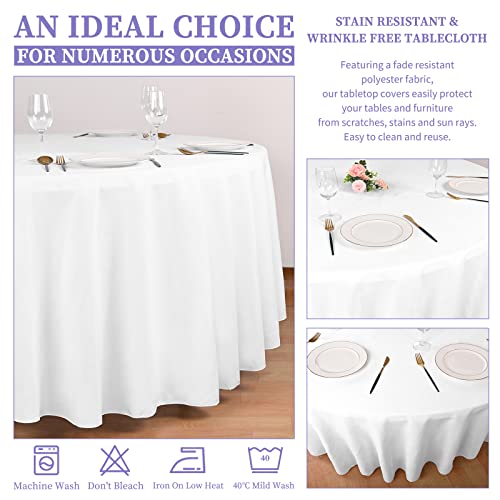 10 Pack White Round Tablecloth 90 Inch Washable Polyester Tablecloths for Round Tables Stain Resistant and Wrinkle Table Cloth Decorative Fabric Table Cover for Dining Wedding Party Banquet Buffet