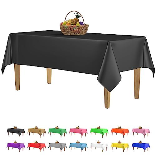 14 Pack Premium Black Plastic Tablecloth - 54 x 108 in. Disposable Rectangle Plastic Table Cloth - Decorative Rectangle Table Cover Smooth Tablecloth - Disposable Table Cloths For Parties, Weddings
