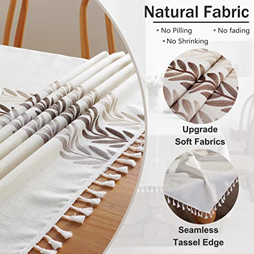 JIALE Table Cloth Rectangle Table, Heavy Duty Cotton Linen Waterproof Tablecloths Farmhouse Tablecloth, Soft and Wrinkle Free Table Cover with Tassels, 55''x 86'', 6-8 Seats