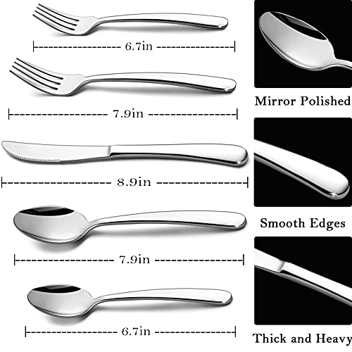 60-Piece Heavy Duty Silverware Set, HaWare Stainless Steel Solid Flatware Cutlery for 12, Modern & Elegant Design for Home/Hotel/Wedding, Mirror Polished and Dishwasher Safe