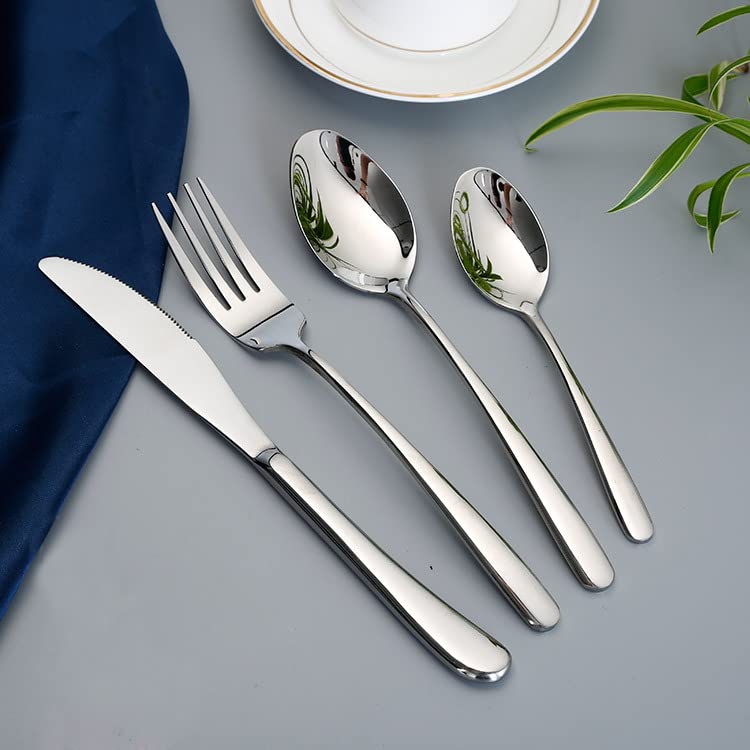60-Piece Heavy Duty Silverware Set, HaWare Stainless Steel Solid Flatware Cutlery for 12, Modern & Elegant Design for Home/Hotel/Wedding, Mirror Polished and Dishwasher Safe