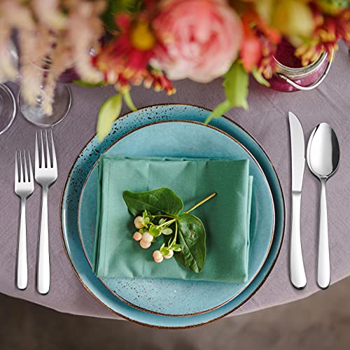 60-Piece Heavy Duty Silverware Set, HaWare Stainless Steel Solid Flatware Cutlery for 12, Modern & Elegant Design for Home/Hotel/Wedding, Mirror Polished and Dishwasher Safe