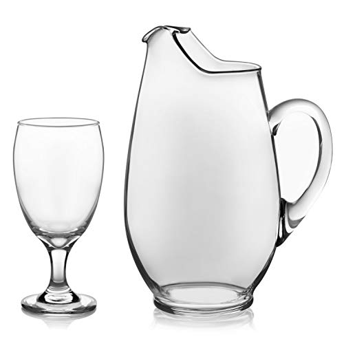 Libbey Carolina Entertaining Set with 6 Goblet Glasses and Pitcher