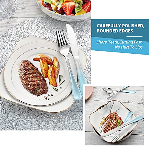 Blue Silverware Set,20 Piece Flatware Set Stainless Steel,Mirror Polished Tableware Cutlery Set,Reusable Travel Utensil Sets for Kitchen,Service for 4,Dishwasher Safe(Gradient Blue Silverware)