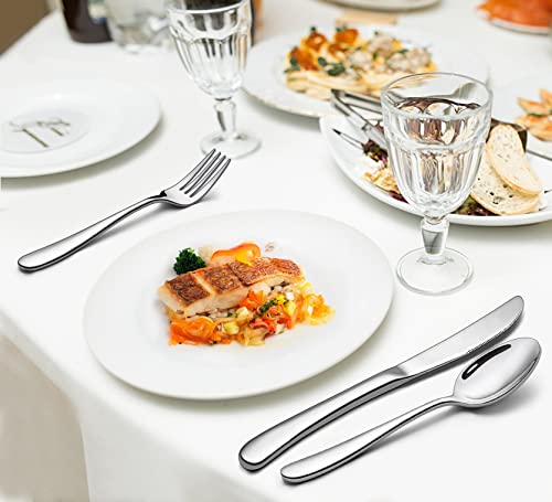 LIANYU 65-Piece Heavy Duty Silverware Set with Serving Utensils, Stainless Steel Flatware Set for 12, Thick Cutlery Eating Utensils Include Fork Knife Spoon, Mirror Finished, Dishwasher Safe