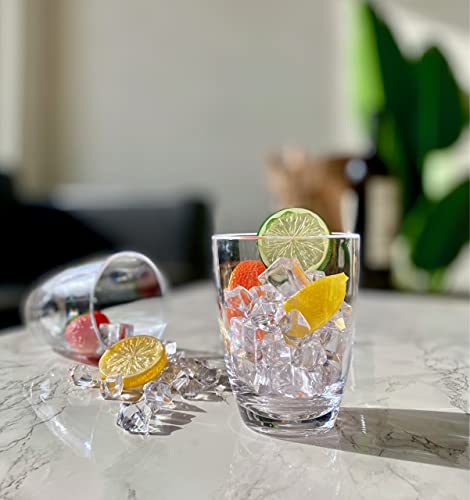 KLIFA- ETON- 15.2 & 20.8 ounce, Set of 8, Acrylic Tumbler & Highball Drinking Glasses Cups, BPA-Free, Stackable Plastic Drinkware, Dishwasher Safe, Clear
