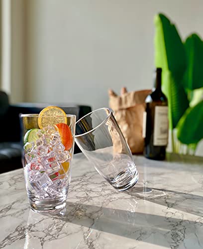 KLIFA- ETON- 15.2 & 20.8 ounce, Set of 8, Acrylic Tumbler & Highball Drinking Glasses Cups, BPA-Free, Stackable Plastic Drinkware, Dishwasher Safe, Clear