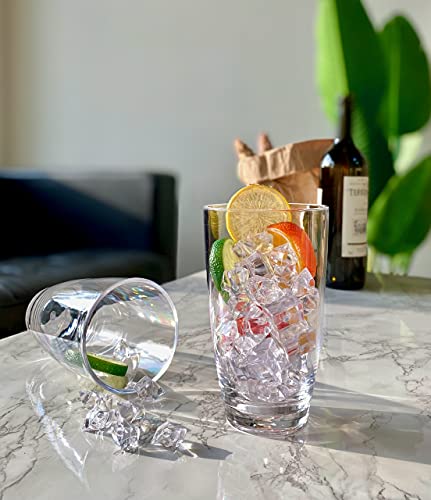 KLIFA- ETON- 15.2 & 20.8 ounce, Set of 8, Acrylic Tumbler & Highball Drinking Glasses Cups, BPA-Free, Stackable Plastic Drinkware, Dishwasher Safe, Clear
