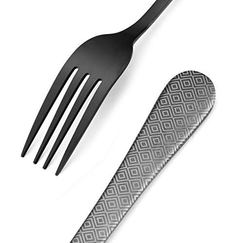Matte Black Silverware Set,SHARECOOK Satin Finish 40-Piece Stainless Steel Flatware Set,Kitchen Utensil Set Service for 8,Tableware Cutlery Set for Home and Restaurant, Dishwasher Safe