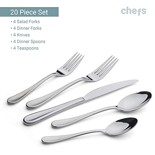 Chefs 18/10 Stainless Steel 44pc Flatware Set, Service for 8, Mesa Satin