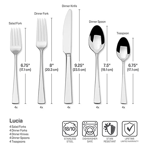 Mikasa 5100238 Lucia 20-Piece 18/10 Stainless Steel Flatware Set , Service for 4