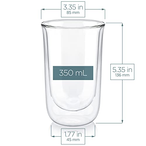 Teabloom Tulip Insulated Glasses for Tea, Coffee and other Beverages - Double Walled Borosilicate Glass Keeps Drinks Hot/Cold, 12 oz (Set of Four)