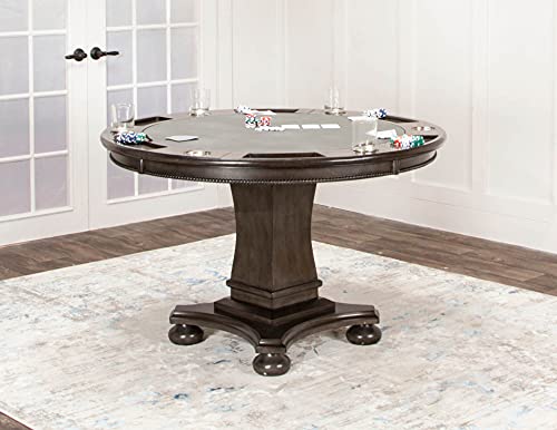 Sunset Trading Vegas Dining and Poker Table, 2 in 1 Game, Gray/Black/Off-white