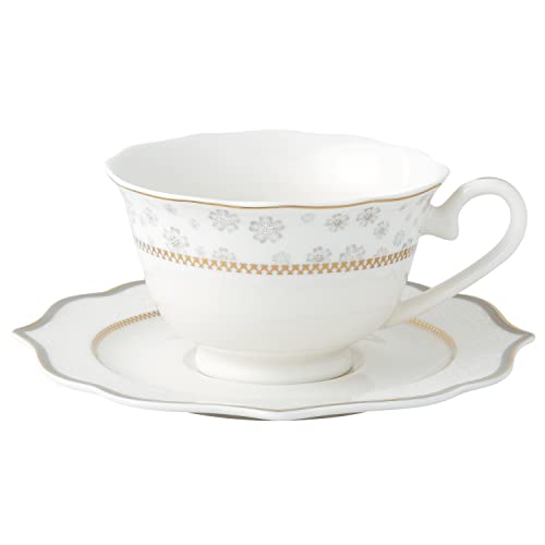 Stylish and Elegant 57 Pieces Bone China Dinnerware Set Service for 8 People - Wavy Gold Mix and Match, Blossom