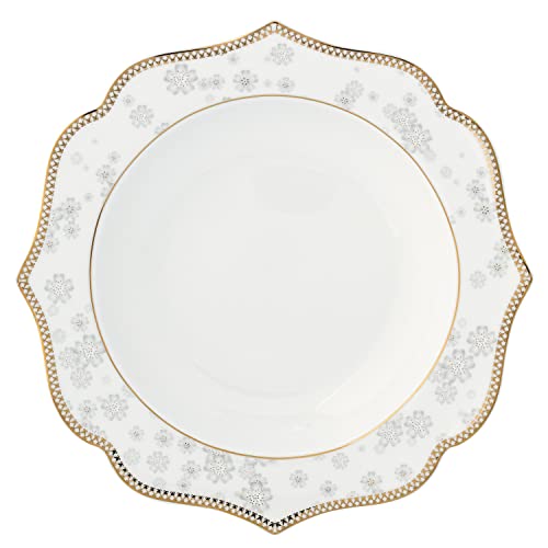 Stylish and Elegant 57 Pieces Bone China Dinnerware Set Service for 8 People - Wavy Gold Mix and Match, Blossom