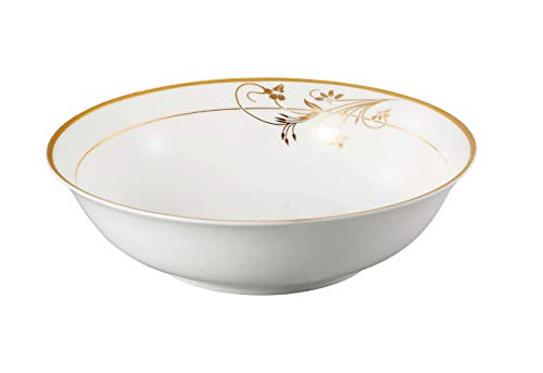 Lorren Home Trends La Luna Bone China 57-Piece 24K Gold Floral Design Dinnerware Set, Service for 8