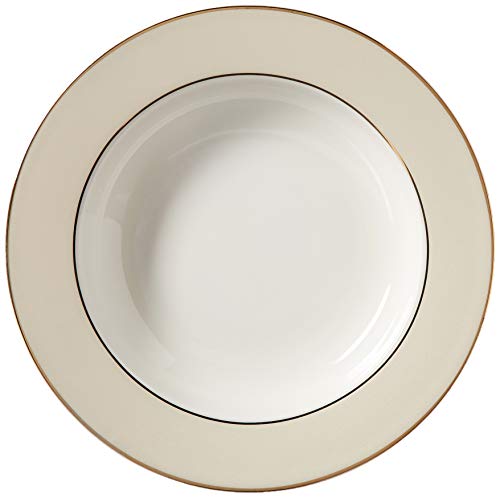 Lorren Home Trends La Luna Bone China 57-Piece Beige Border with 24K Gold Trim Dinnerware Set, Service for 8