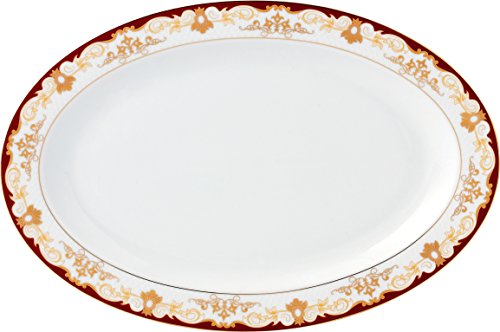 Lorren Home Trends 57 Piece 'Mabel' Bone China Dinnerware Set (Service for 8 People), Burgundy
