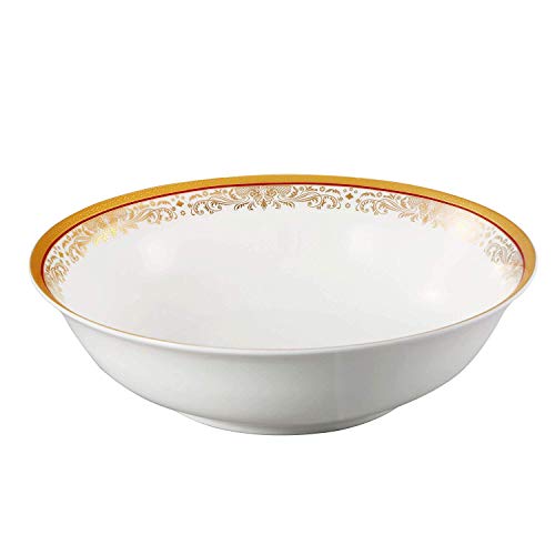 Lorren Home Trends La Luna Collection Bone China 57-Piece Red and 24K Gold Design Dinnerware Set, Service for 8