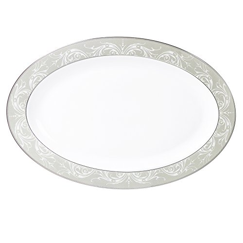 Lorren Home Trends Olympia-57 57 Piece Silver Border Porcelain Dinnerware Set-Service for 8-Olympia-Mix and Match, One Size, White