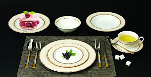 Lorenzo 57 Piece Elegant Bone China Service for 8 Margaret Dinnerware Sets, Gold