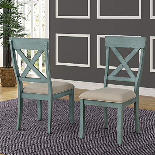 Roundhill Furniture Prato 6-Piece Table Set with Cross Back Chairs and Dining Bench, Multicolor