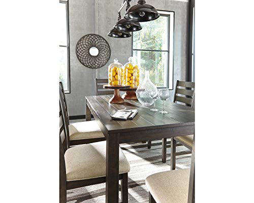 Signature Design by Ashley Rokane Dining Room Table Set with 6 Upholstered Chairs, Brown