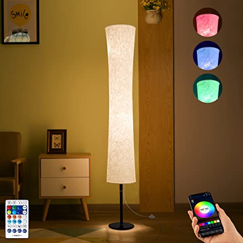 BLUEYE Floor Lamp,RGBCW 2700K-6500K,APP & Remote&Smart Voice Control, 2 X 60W Equivalent, No Hub Required,Compatible with Alexa Google Assistant, 60'' Standing Lamp for Bedroom, Similar Fabric