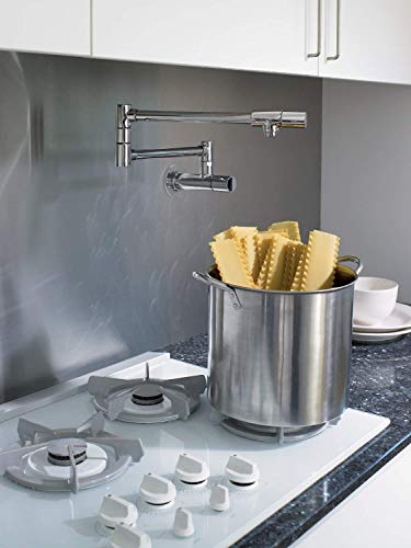 hansgrohe 04059860 Allegro E 8-inch Tall 2-Handle Pot Filler with 360-Degree Swivel in Stainless Steel Optic