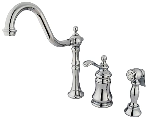 Kingston Brass KS7801TPLBS Templeton Widespread Kitchen Faucet with Brass Sprayer, Polished Chrome