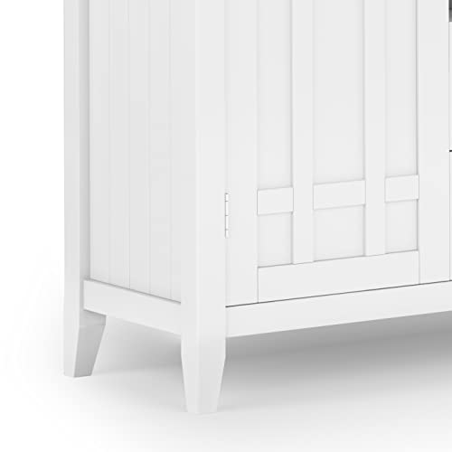 SIMPLIHOME Bedford SOLID WOOD 54 inch Wide Rustic Sideboard Buffet and Winerack in White with Storage, 2 drawers and 2 shelves, for the Living Room, Rustic