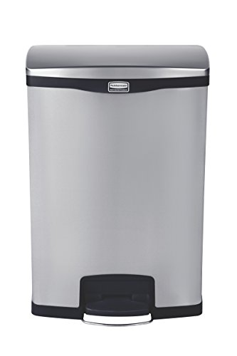 Rubbermaid Commercial Products-1901999 Slim Jim Front Step-On Trash Can, Stainless Steel, 24 Gallon, Black