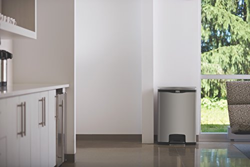 Rubbermaid Commercial Products-1901999 Slim Jim Front Step-On Trash Can, Stainless Steel, 24 Gallon, Black