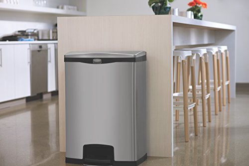 Rubbermaid Commercial Products-1901999 Slim Jim Front Step-On Trash Can, Stainless Steel, 24 Gallon, Black
