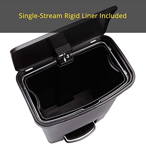 Rubbermaid Commercial Products-1901999 Slim Jim Front Step-On Trash Can, Stainless Steel, 24 Gallon, Black