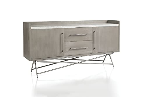 Modus Furniture Dining Room Sideboard, Coral - Antique Grey/Marble Top