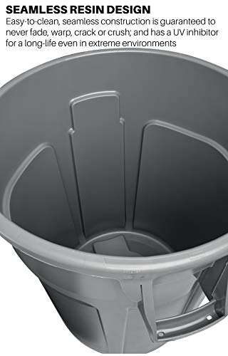 Rubbermaid Commercial Products BRUTE Heavy-Duty Trash/Garbage Can, 55-Gallon, Gray, Wastebasket for Home/Garage/Mall/Office/Stadium/Bathroom, Pack of 3