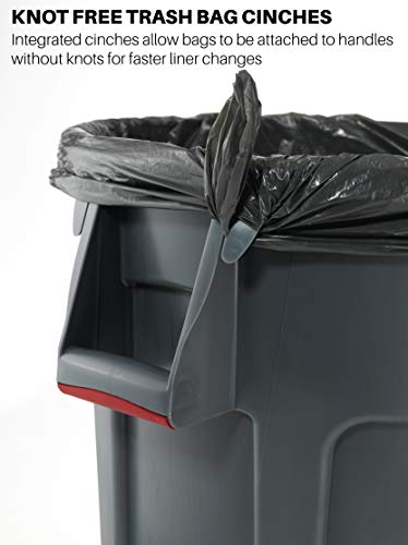 Rubbermaid Commercial Products BRUTE Heavy-Duty Trash/Garbage Can, 55-Gallon, Gray, Wastebasket for Home/Garage/Mall/Office/Stadium/Bathroom, Pack of 3