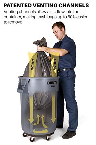 Rubbermaid Commercial Products BRUTE Heavy-Duty Trash/Garbage Can, 55-Gallon, Gray, Wastebasket for Home/Garage/Mall/Office/Stadium/Bathroom, Pack of 3