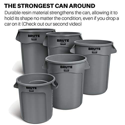 Rubbermaid Commercial Products BRUTE Heavy-Duty Trash/Garbage Can, 55-Gallon, Gray, Wastebasket for Home/Garage/Mall/Office/Stadium/Bathroom, Pack of 3