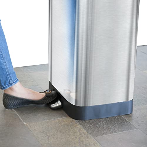 Glad Stainless Steel Step Trash Can with Clorox Odor Protection | Large Metal Kitchen Garbage Bin with Soft Close Lid, Foot Pedal and Waste Bag Roll Holder, 20 Gallon, Stainless