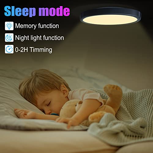 KEPLUG Flush Mount Ceiling Light 12Inch,24W RGB Ceiling Light Fixture with Remote Control Bluetooth App,Dimmable Led Ceiling Light 3000K-6500K,Round Close to Ceiling Lights Bedroom Kitchen Hallway