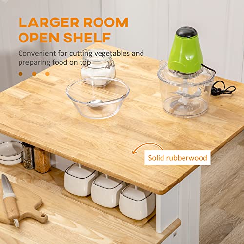 HOMCOM White Kitchen Island with Storage and Drawers