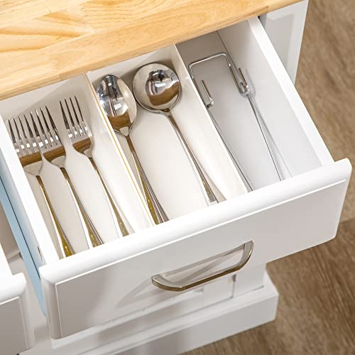 HOMCOM White Kitchen Island with Storage and Drawers