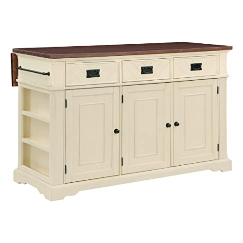 Palisade White Kitchen Island with Drawers and Cabinets