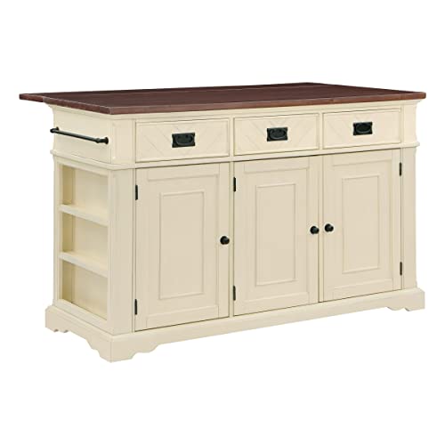 Palisade White Kitchen Island with Drawers and Cabinets