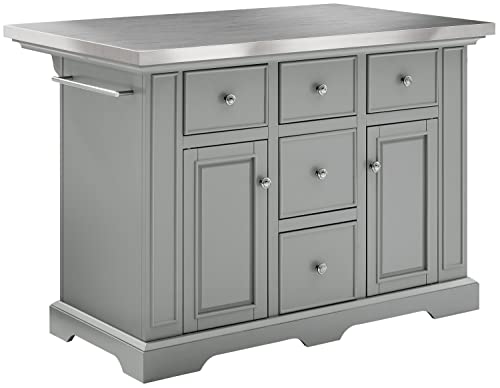 Crosley Furniture Julia Kitchen Island with Stainless Steel Top, Gray