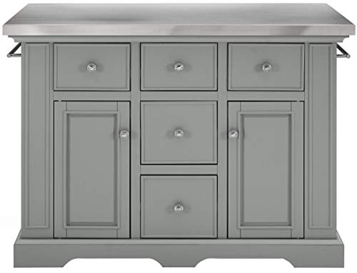 Crosley Furniture Julia Kitchen Island with Stainless Steel Top, Gray